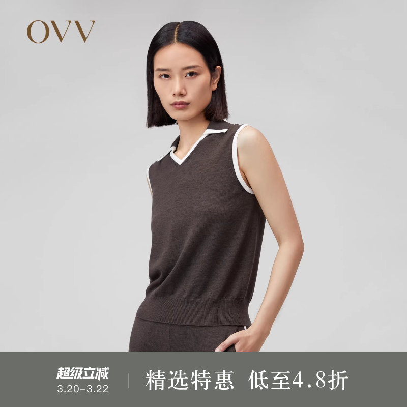 【可机洗黄金羊毛】OVV Outlet秋冬新款女装撞色运动风针织