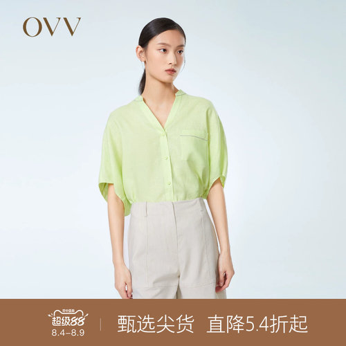 OVV休闲短袖明亮春夏亚麻