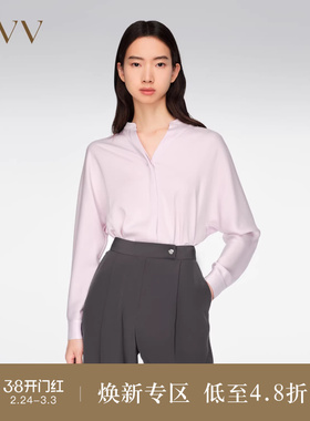 OVV春夏热卖女装醋酸混纺宽松经典V领休闲长袖衬衫