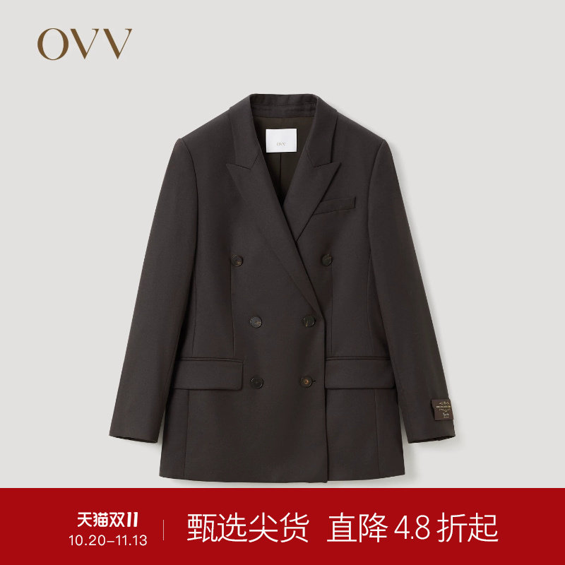 【意大利进口VBC】OVV秋冬女装羊毛经典双排扣套装西服