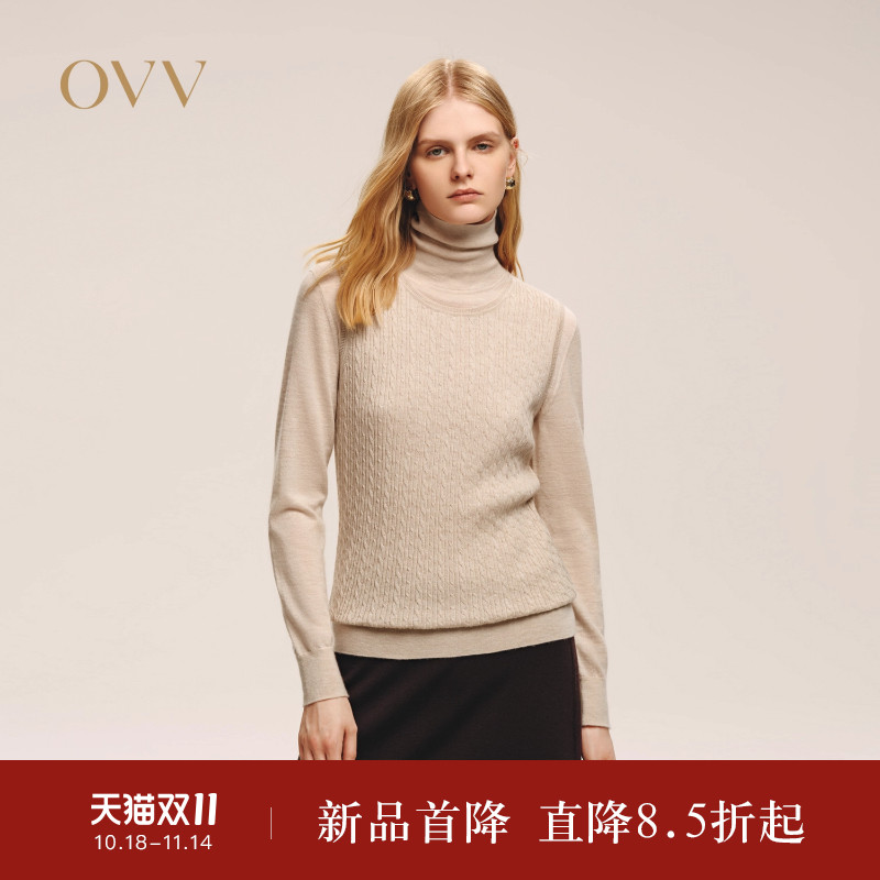 ����ɫ XS OVV2025�ﶬ�¿�Ůװ�������廨����������������֯����