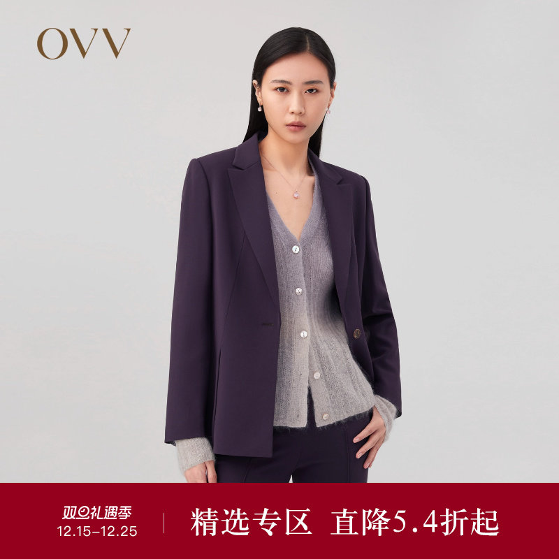OVVOutlet秋冬热卖女装日本进口三醋酸分割开衩套装西服外套
