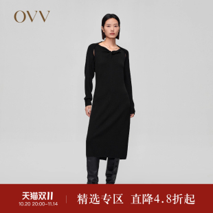 针织开衫 OVVOutlet秋冬新款 连衣裙配长袖 针织无袖 两件套 女装