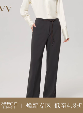 【日本进口三醋酸】OVVOutlet秋冬女装系带简约利落通勤休闲裤
