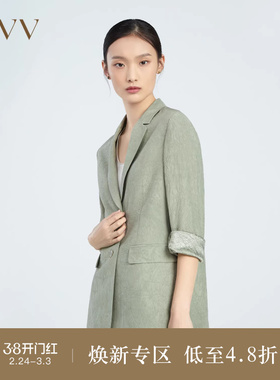 OVV春夏热卖女装两粒扣七分袖压花简洁休闲通勤正式西服外套