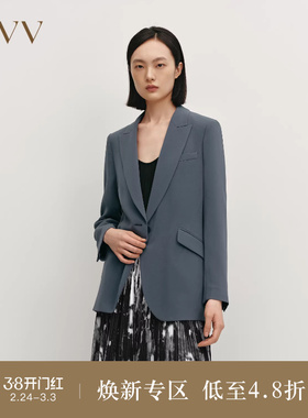 OVVOutlet秋冬热卖女装戗驳领一粒扣简约优雅休闲西服外套