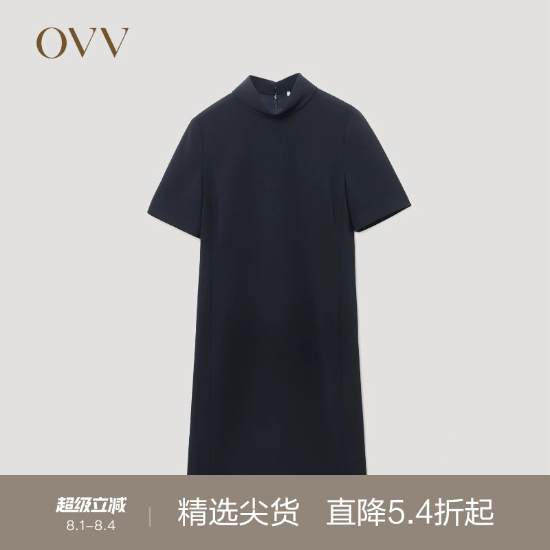 【日本进口三醋酸】OVVOutlet秋冬热卖女装高领短袖连衣裙