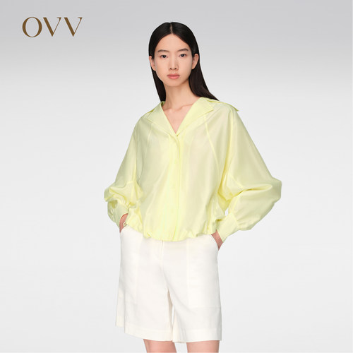 OVV休闲混纺春夏休闲衬衫插肩袖