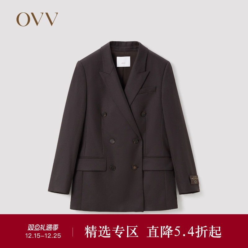 【意大利进口VBC】OVV秋冬女装羊毛经典双排扣套装西服