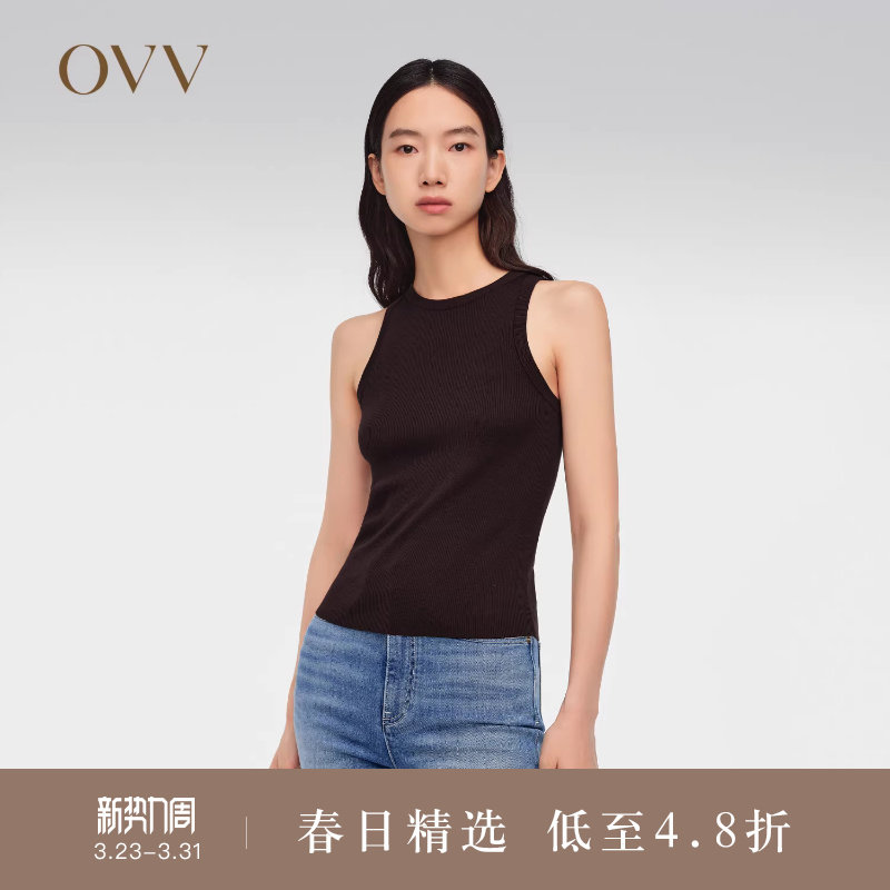 OVVOutlet春夏热卖女装基础易搭运动修身休闲真丝无袖背心