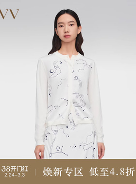 【星辰印花系列】OVV春夏热卖女装圆领长袖针织开衫外套