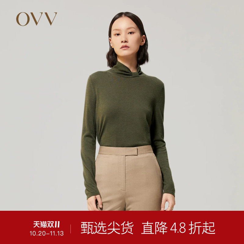 【鄂尔多斯羊绒】OVVOutlet秋冬女装简约大气休闲长袖针织衫