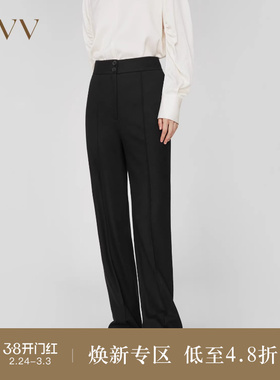 OVVOutlet秋冬新款女装针织羊毛宽腰两粒扣基础易搭直筒休闲裤