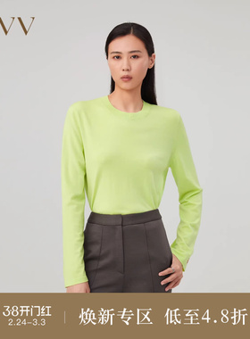 【可机洗黄金羊毛】OVVOutlet秋冬热卖女装圆领长袖针织衫