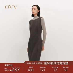 连衣裙 一字领背心裙针织羊毛休闲无袖 OVVOutlet2024秋冬新款 女装