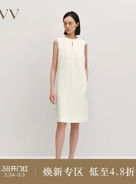 OVVOutlet秋冬热卖女装经典H型圆领舒适羊毛针织无袖连衣裙