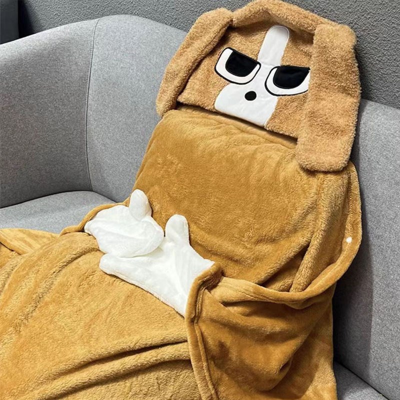 比格多栋毯子沙发午睡毯连帽x披肩毛毯加厚斗篷睡衣冬季保暖家居