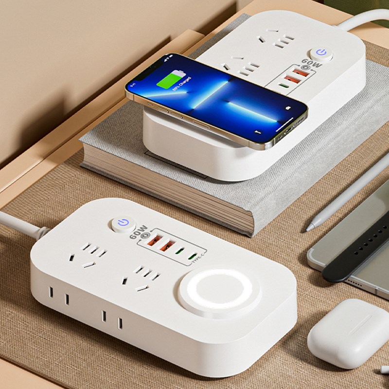 超级快充黑色插座氮化镓30瓦60W手机无线充电PD口USYB快充插排插