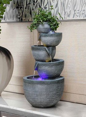 欧式流水摆件循环水生财客厅加湿器山水景观简Q约现代假山喷泉造