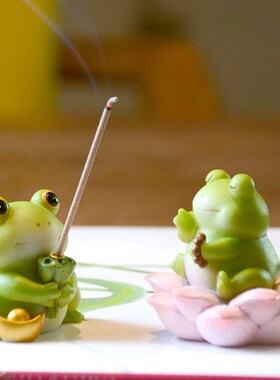 可爱好运莲莲小青蛙摆件办公室桌面车载解K压情绪庭院花盆造景装