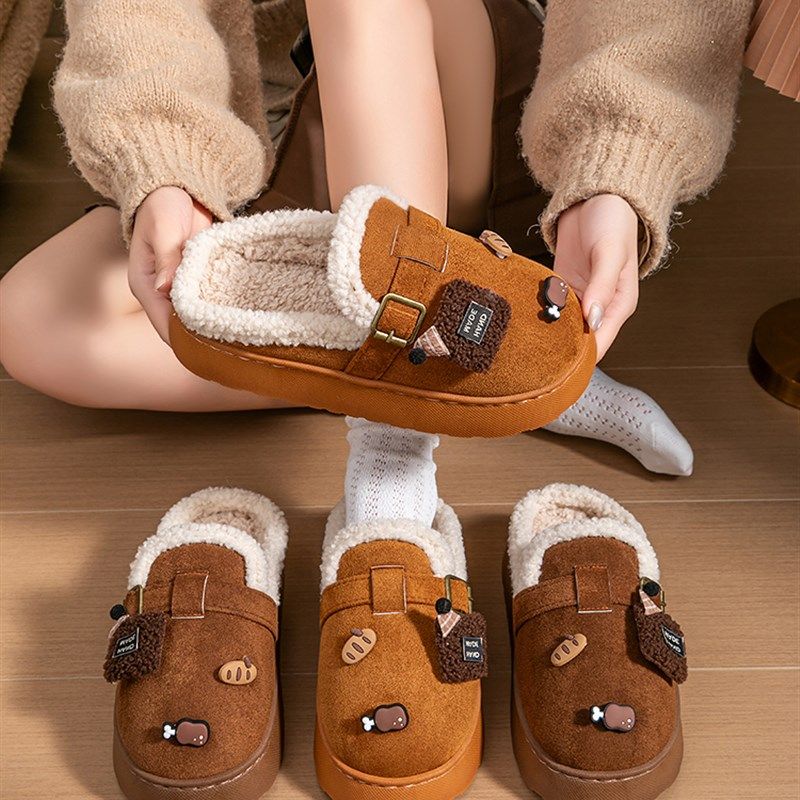 加绒勃肯鞋棉拖鞋女秋冬季韩版覆古休闲外穿保暖乐福鞋厚底豆豆鞋,居家布艺,居家棉拖/棉鞋,淘宝优惠券,粉丝福利购,淘宝优惠卷