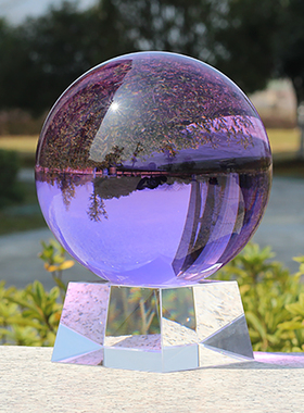 紫色水晶球玻璃球酒柜玄关室办公桌隔断客厅家居装饰摆放卧室摆件