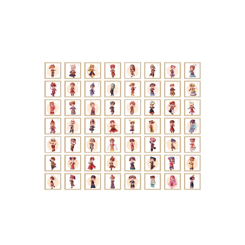 幼儿园传统文化墙面装饰五十六个数民族5J6挂图环创主题走廊贴纸