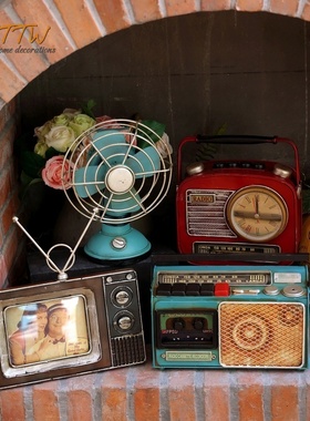 复古系列陈列软装摆件收音机电视装饰摆件铁艺
