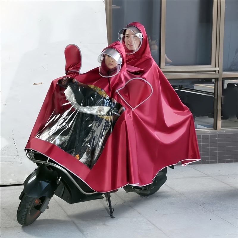 一衣两用a电动车双人单人雨衣摩托车加厚防雨披风加大加长透明帽