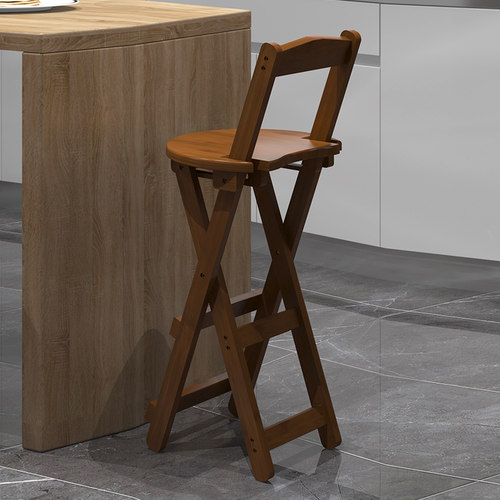 靠背吧台椅可折叠客厅高脚凳竹木酒吧椅子现代简约家用餐厅吧台凳