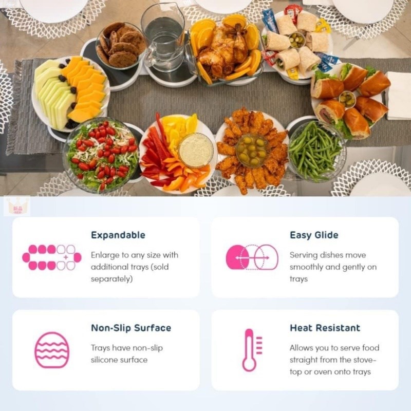 便携式餐桌旋转托盘桌盘底座8个转盘转动菜N板饭菜餐盘椭圆形圆盘