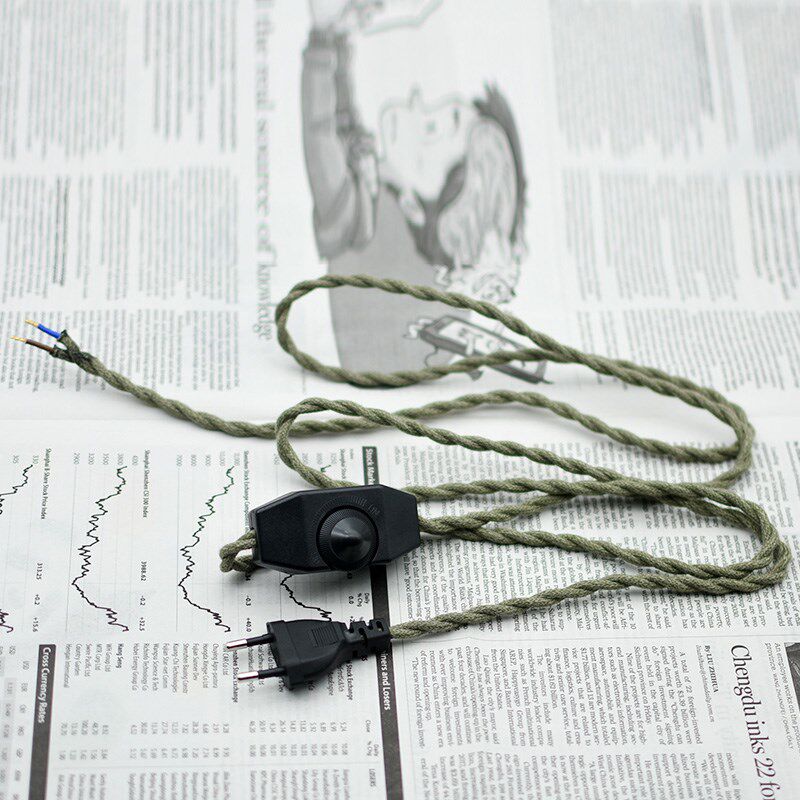 卧室床头全铜台灯调光开关线手工复古个性编织麻花电源控制钨丝灯