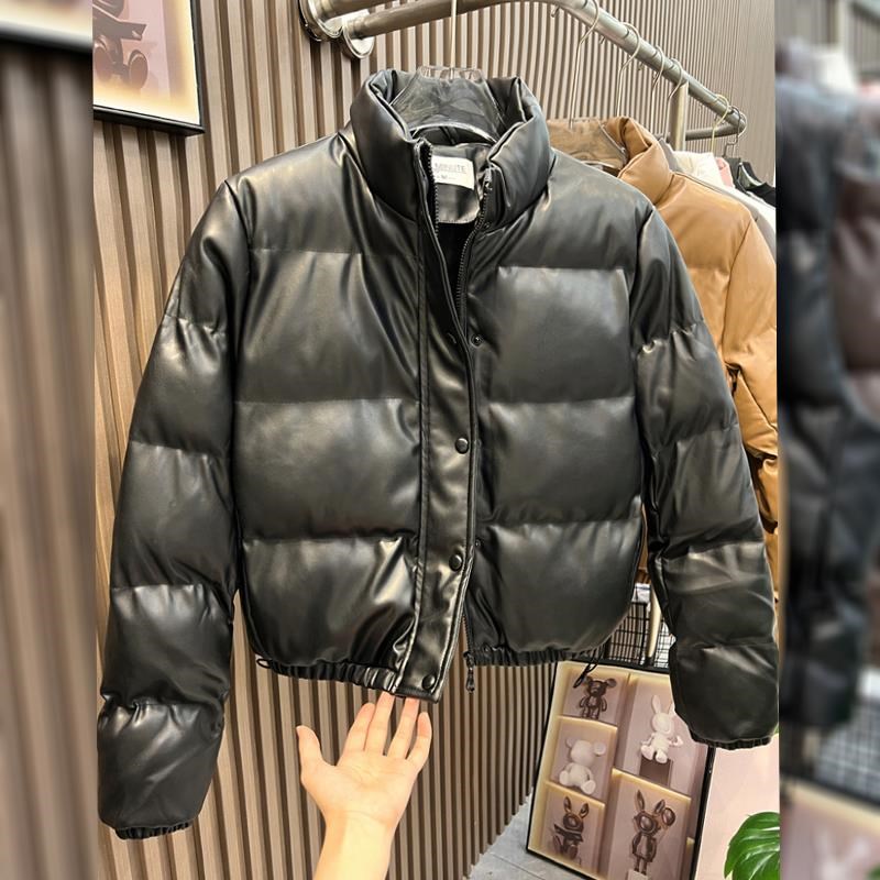 免洗pu皮羽绒棉服女20r23冬季韩版宽松加厚短款面包服小个子外套