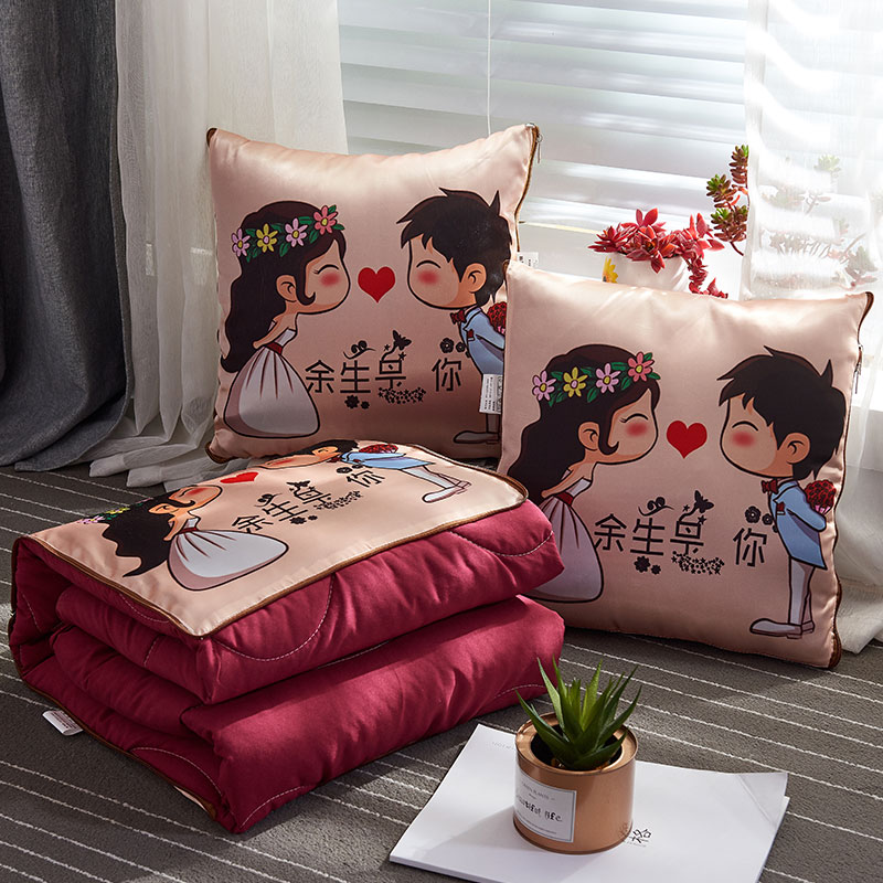 多功能折叠可拆洗抱枕被子两w用办公室午睡靠垫被可定制图案logo