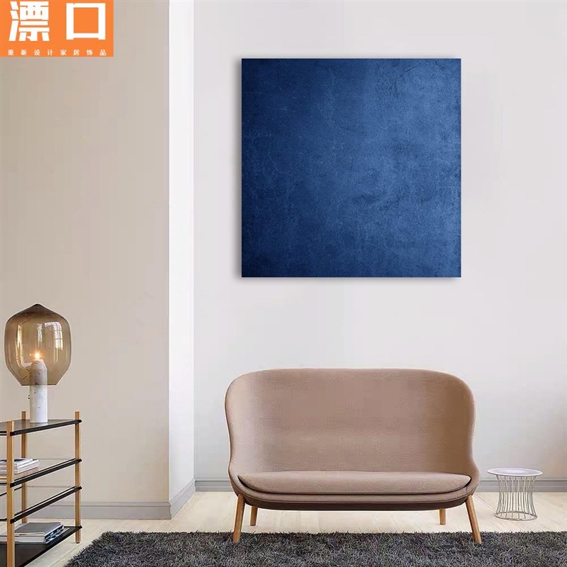 可定制高级油画肌理现代时尚克A莱因蓝色装饰画客厅餐厅落地画挂