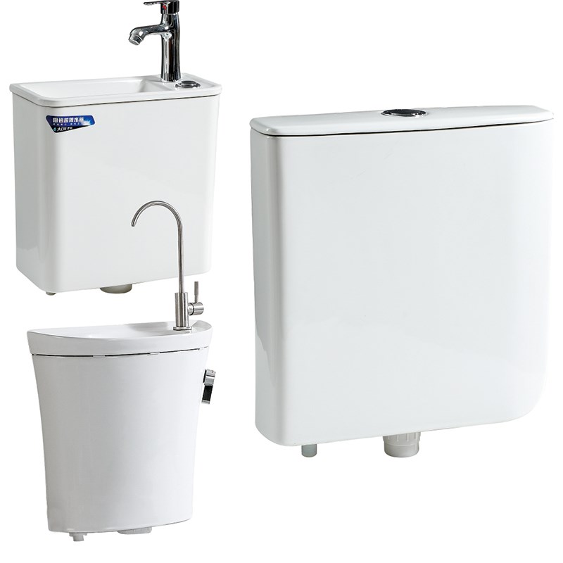 陶瓷水箱蹲便卫生间大q冲力带洗手盆蹲坑家用冲便器厕所节水水箱