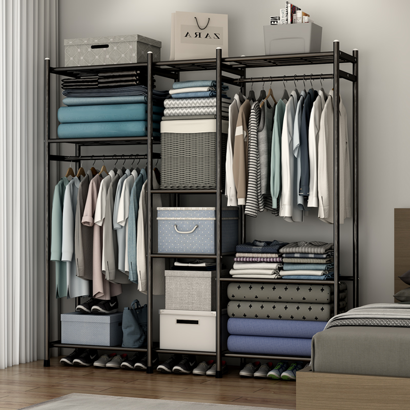 简易衣帽架衣柜式晾衣架挂衣架落地折叠家N用室内卧室大容量收纳