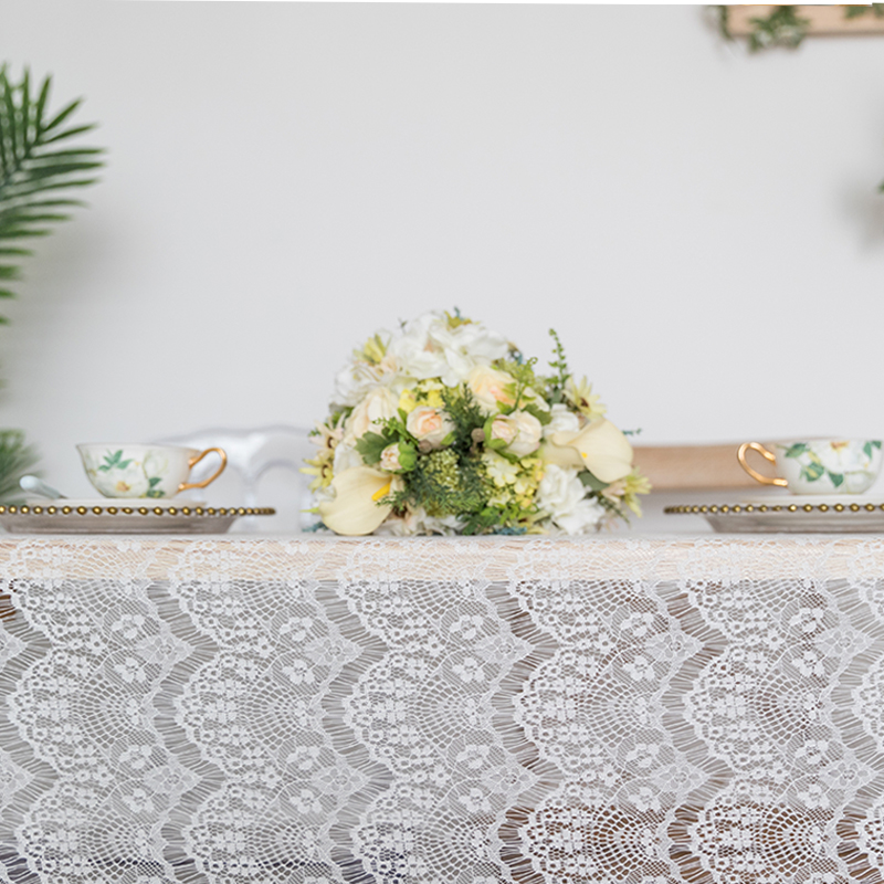 白色法式镂空蕾丝长方形韩式田园小清新床M头柜咖啡馆茶几盖巾桌
