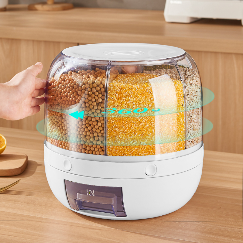 分格米桶旋转五谷杂粮罐装大米收纳E盒家用防虫防潮密封储米箱容