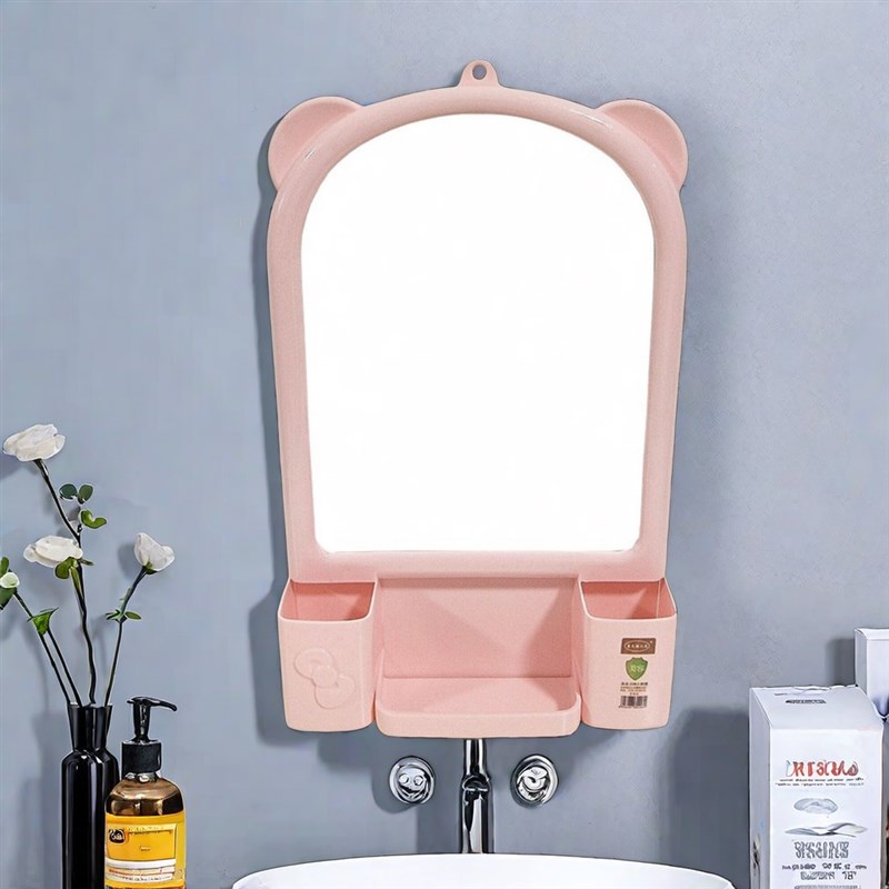 家用卫生间老式挂镜子塑料壁挂方形镜化妆镜梳妆镜卧W室宿舍挂墙