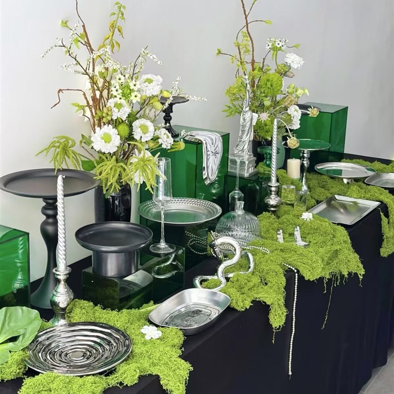 银黑绿色甜品台展示架摆台摆件茶歇展示架订N婚开业蛋糕架茶歇展