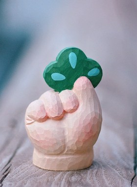 鹿妖商店 青松拿捏l 放轻松治愈纯手工木雕 实木桌面摆件 上岸礼