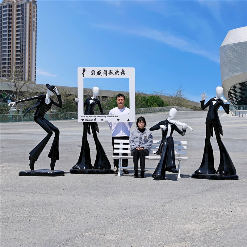 玻璃钢抽象运动员雕n塑校园广场美陈艺术品装饰大型人物落地摆件