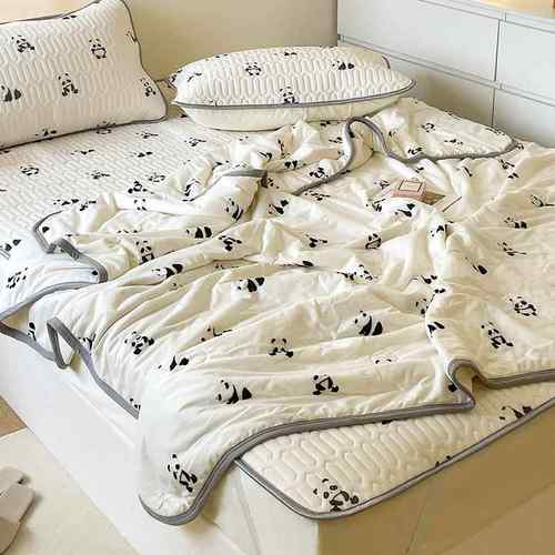 夏季卡通乳胶凉席三件套新款床席夏被四件套学生宿舍空调被子