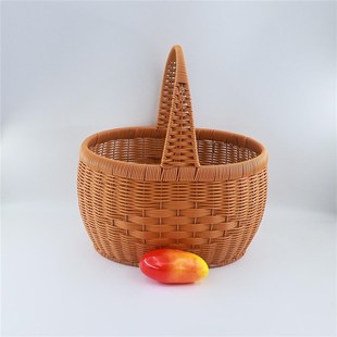 椭圆形新款采摘野餐收纳篮购物篮手工滕编织框加固买菜篮大号加高