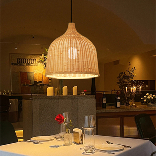 新中式吊灯东南亚藤编创意竹编餐厅婚庆饭店民宿茶室灯罩装饰吊灯