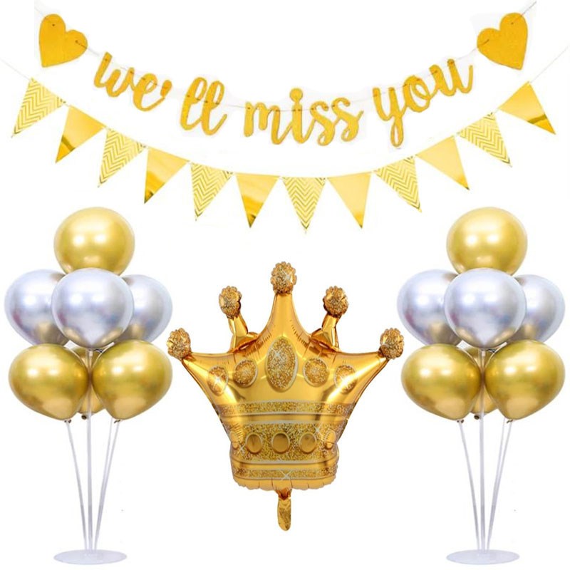 同事离职老师退休欢送会布置we will mFiss you背景墙装饰拉旗气