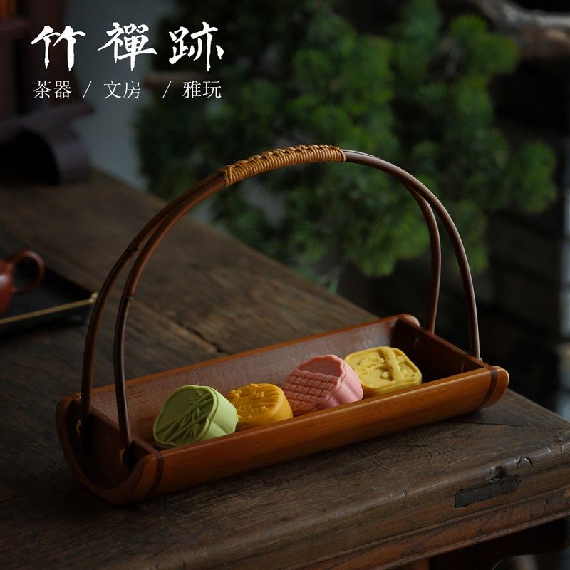 竹禅迹楠竹小提篮 水果篮子托盘楠竹果盘手工竹编茶点盘水果篮子,餐饮具,茶道/零配,淘宝优惠券,粉丝福利购,淘宝优惠卷