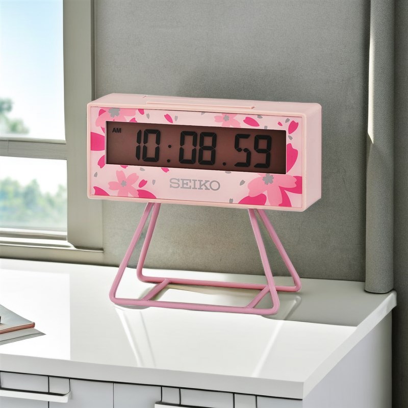 SEIKO精工i电子闹钟液晶显示倒计时器防贪睡码表QHL062
