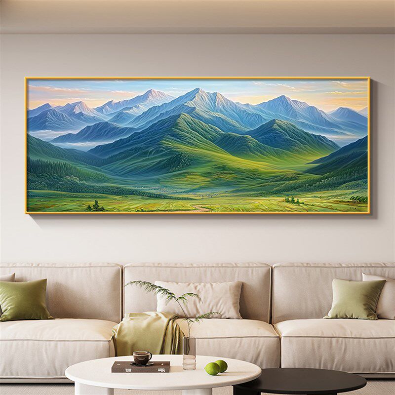 日照金山客厅装饰画新款青山图卧室挂画背有靠山2025定制山水挂画
